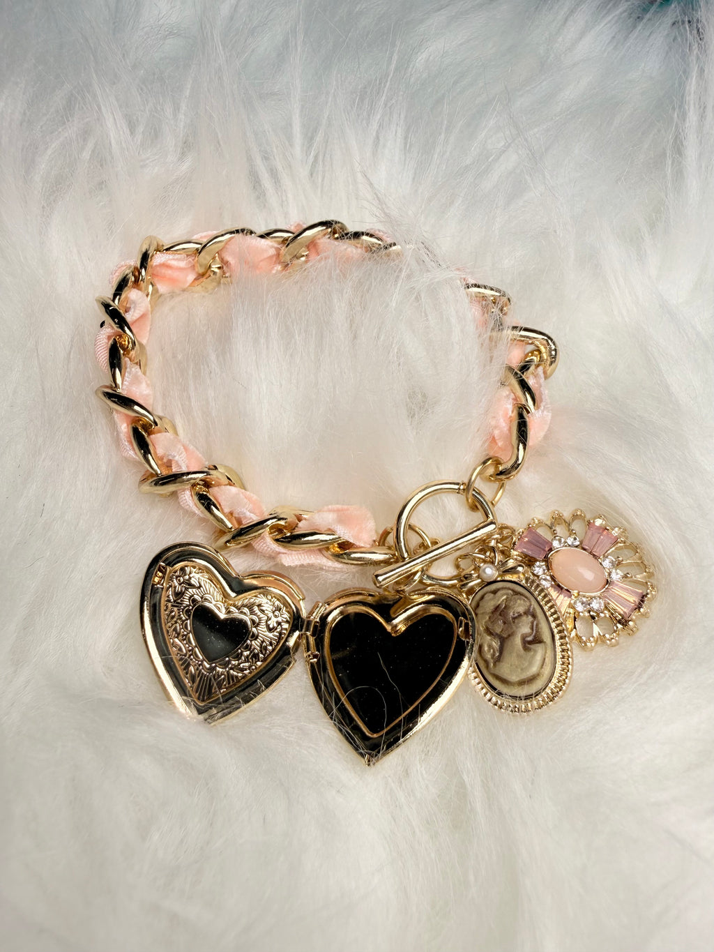 Ribbon Charm Bracelet | Pink or Purple