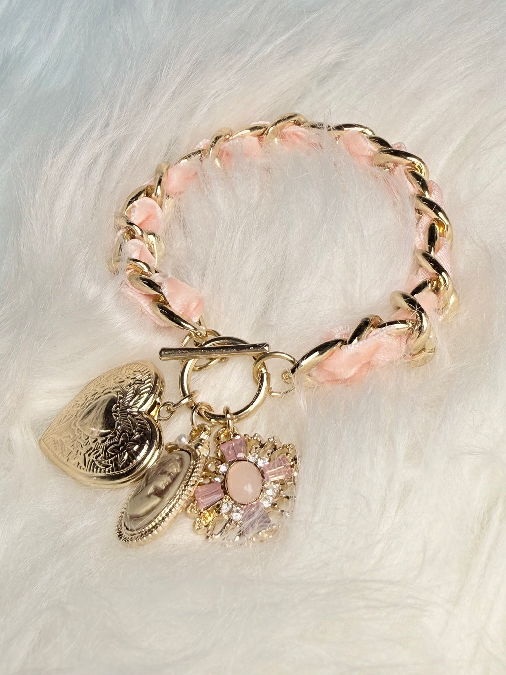 Ribbon Charm Bracelet | Pink or Purple