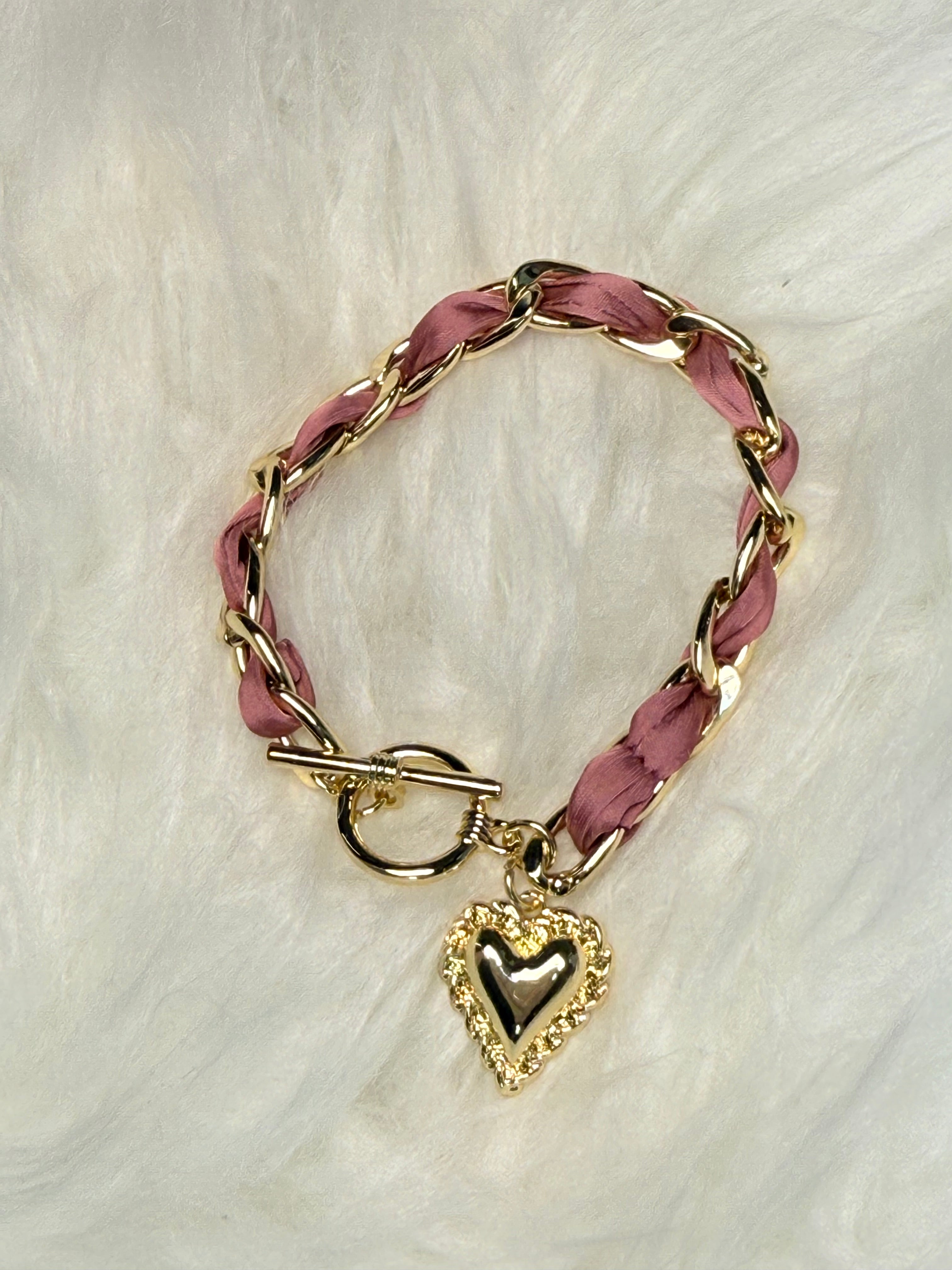 Ribbon Charm Bracelet | Pink or Purple
