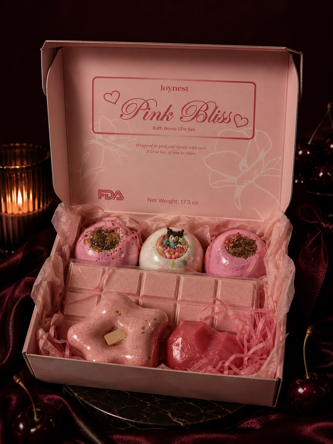 JoyNest Pink Bliss 6pc Bath Bomb Set