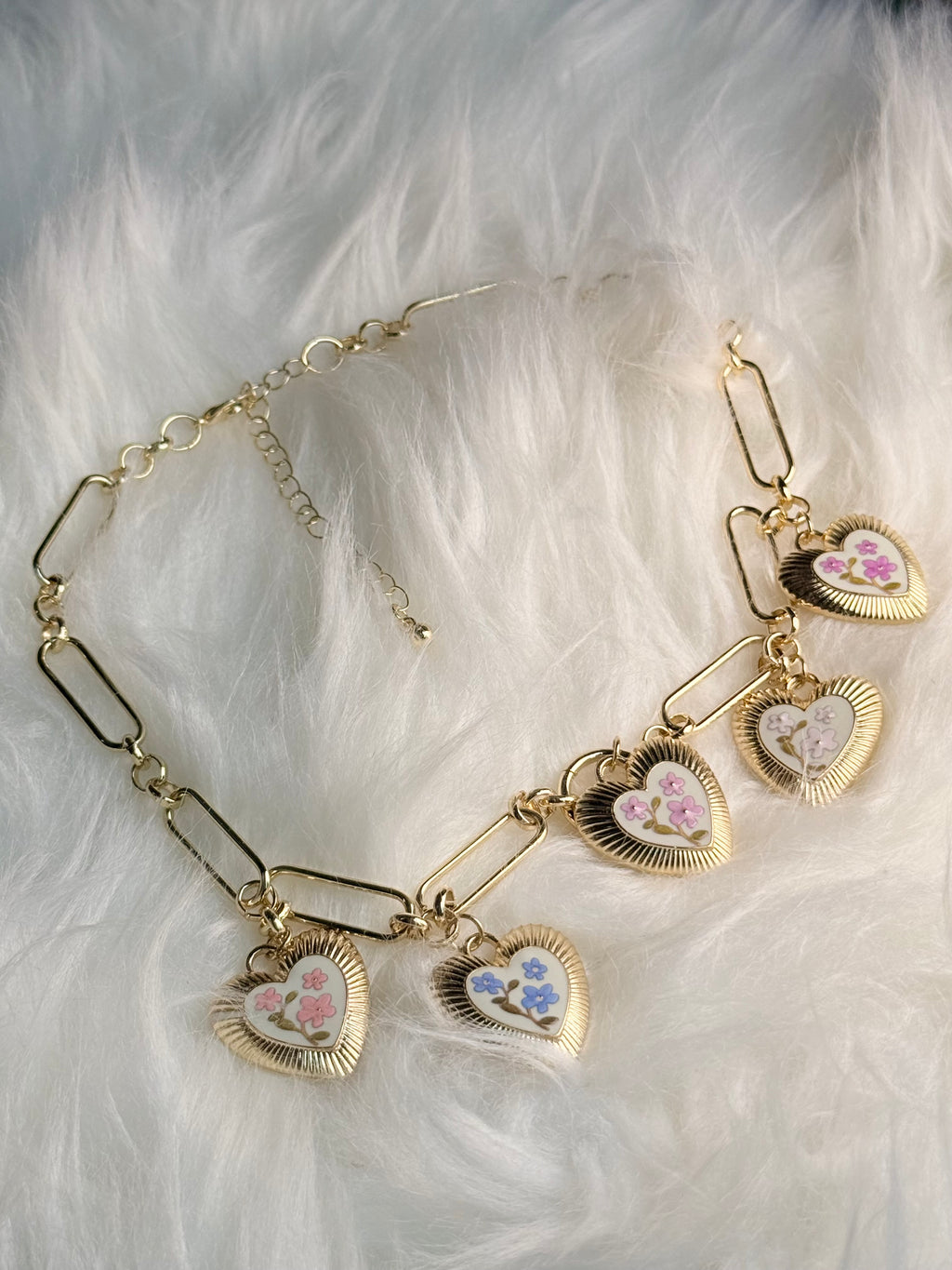 Blooming Hearts Charm Necklace