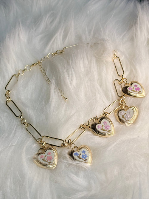 Blooming Hearts Charm Necklace