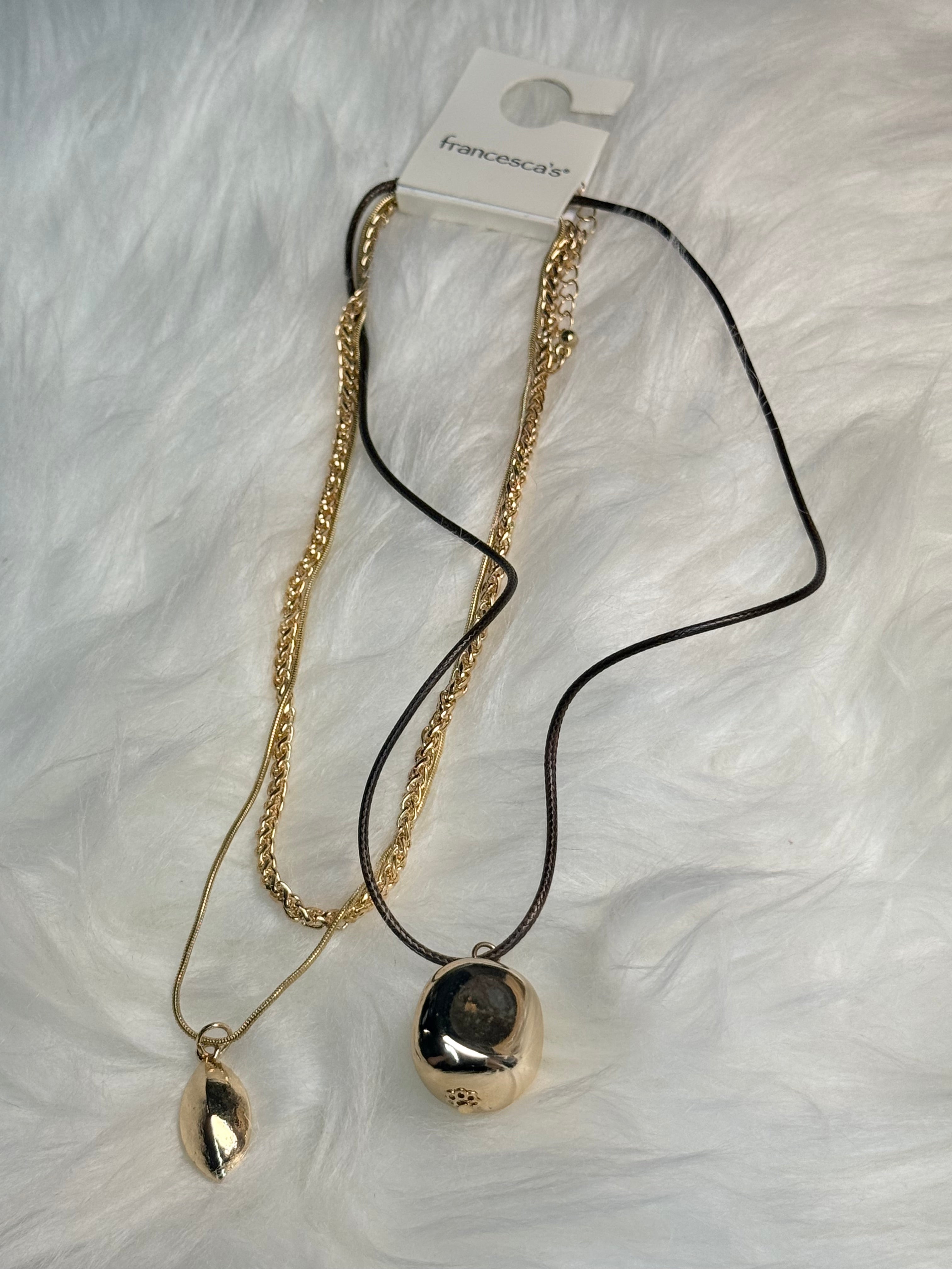 Layered Mixed Chain Gold Pendant Necklace Set