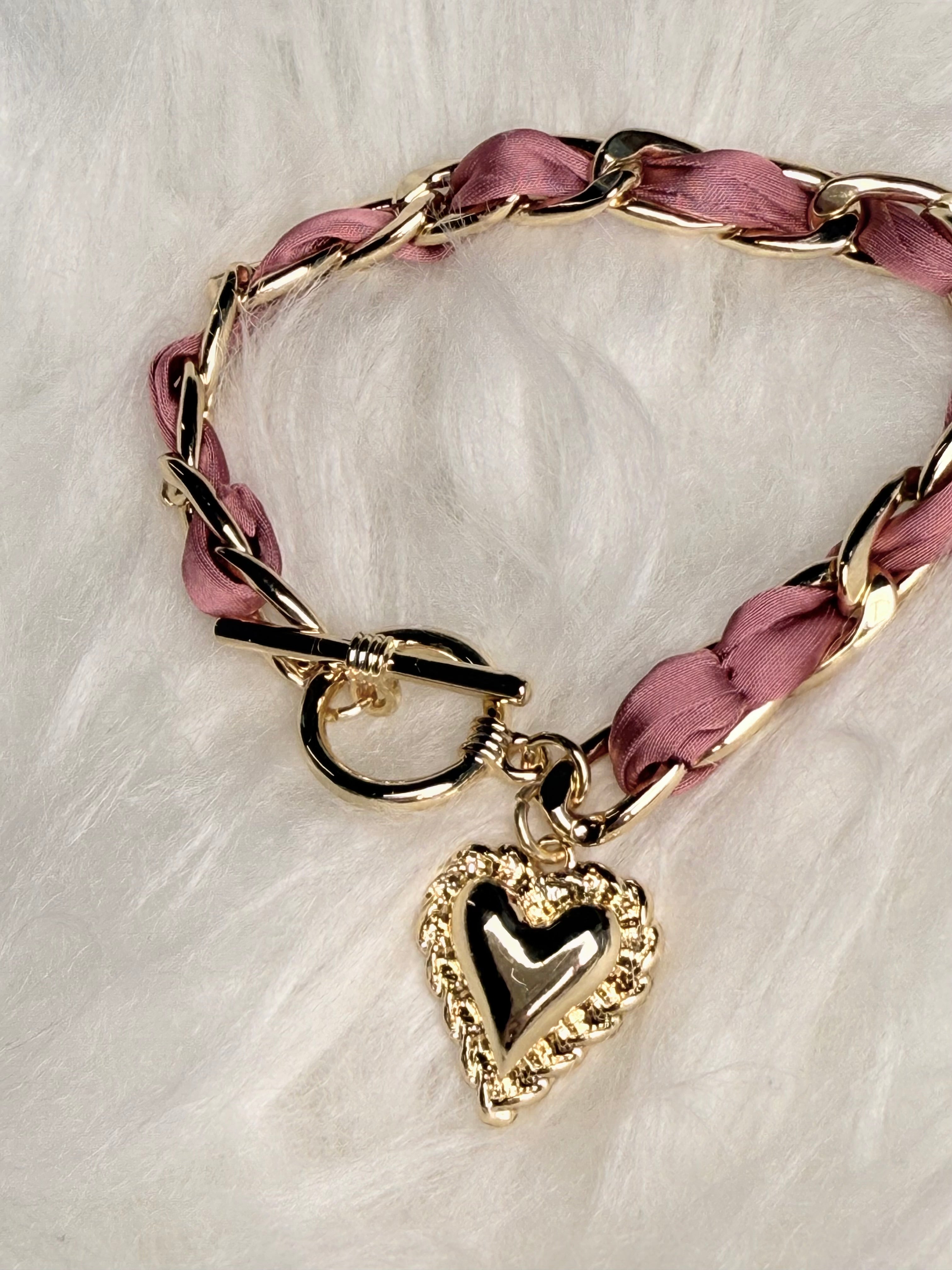 Ribbon Charm Bracelet | Pink or Purple