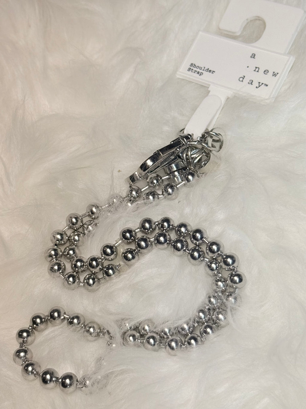 Silver Beaded Shoulder Bag Strap