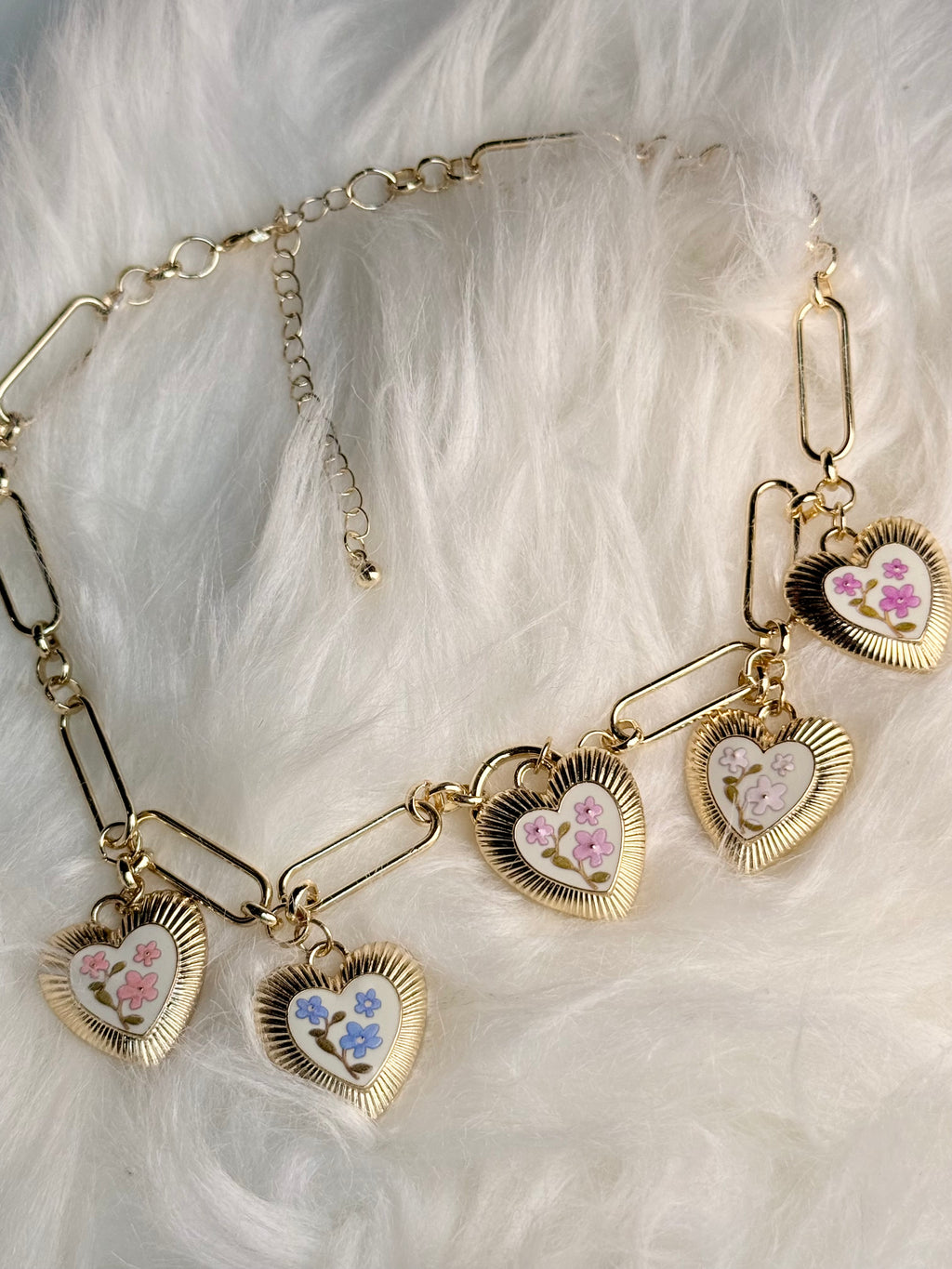 Blooming Hearts Charm Necklace