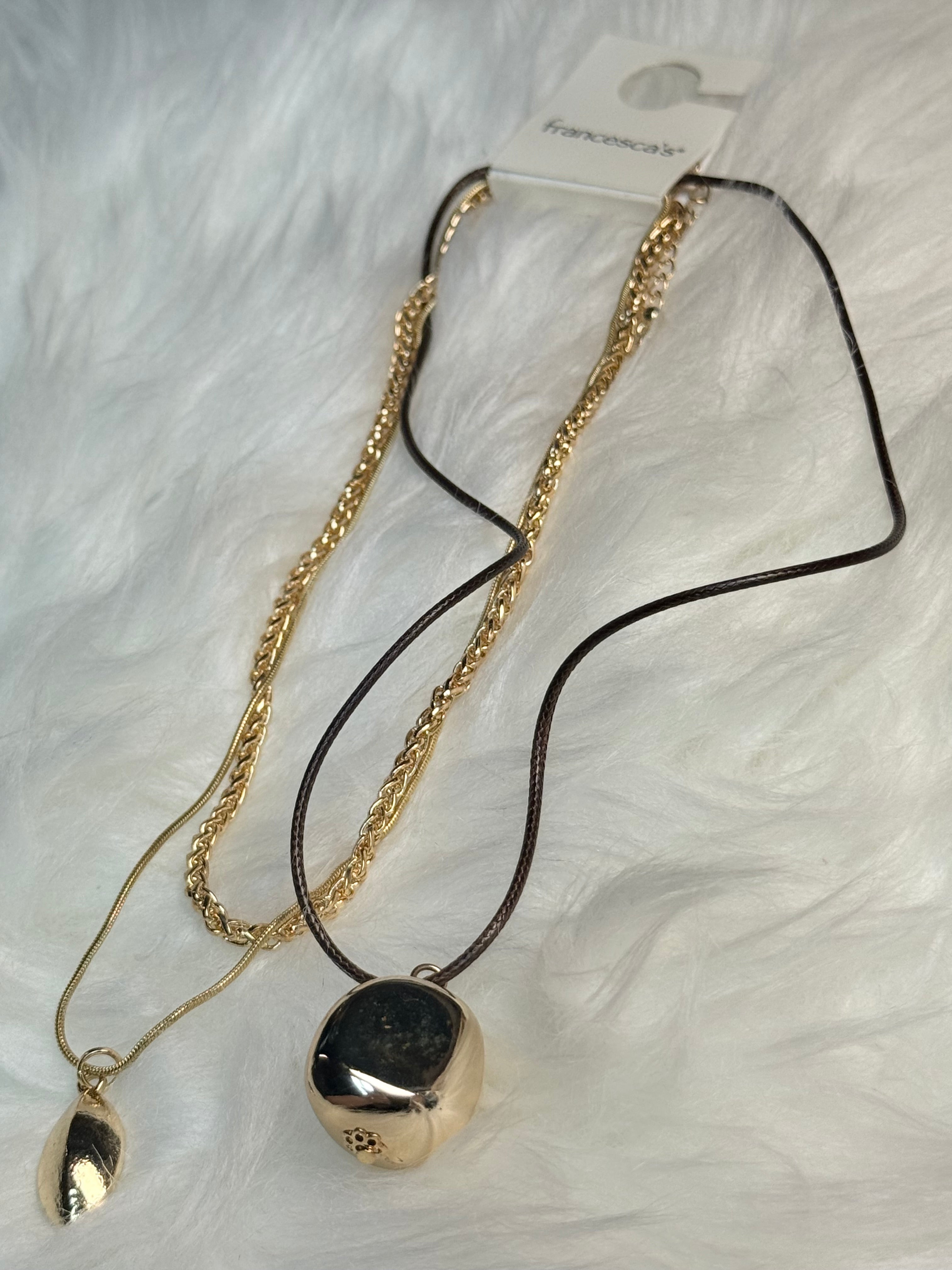 Layered Mixed Chain Gold Pendant Necklace Set