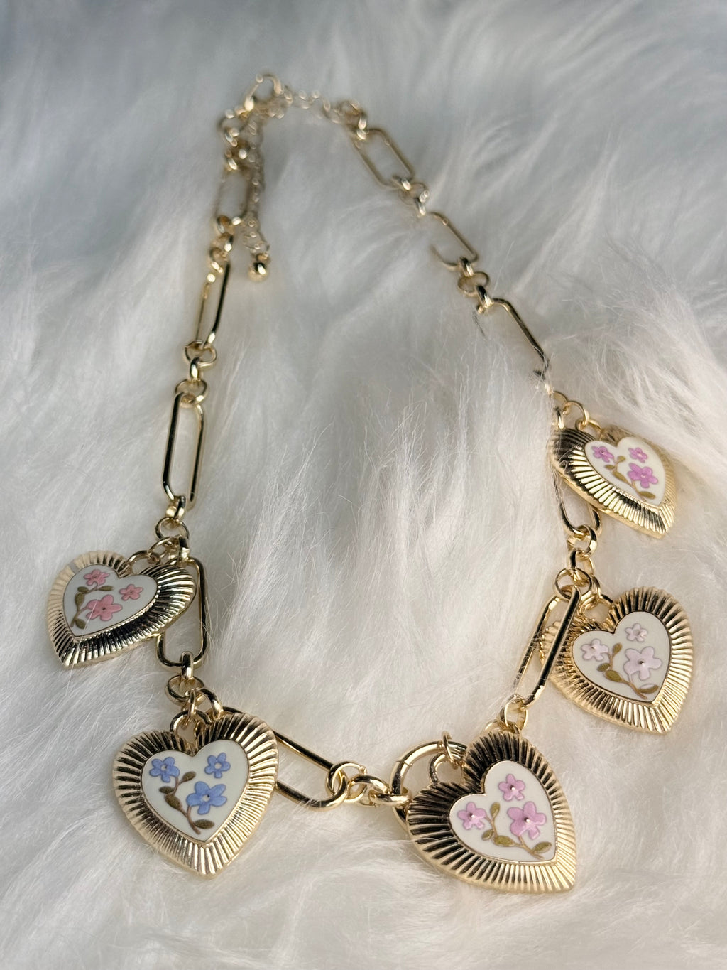Blooming Hearts Charm Necklace