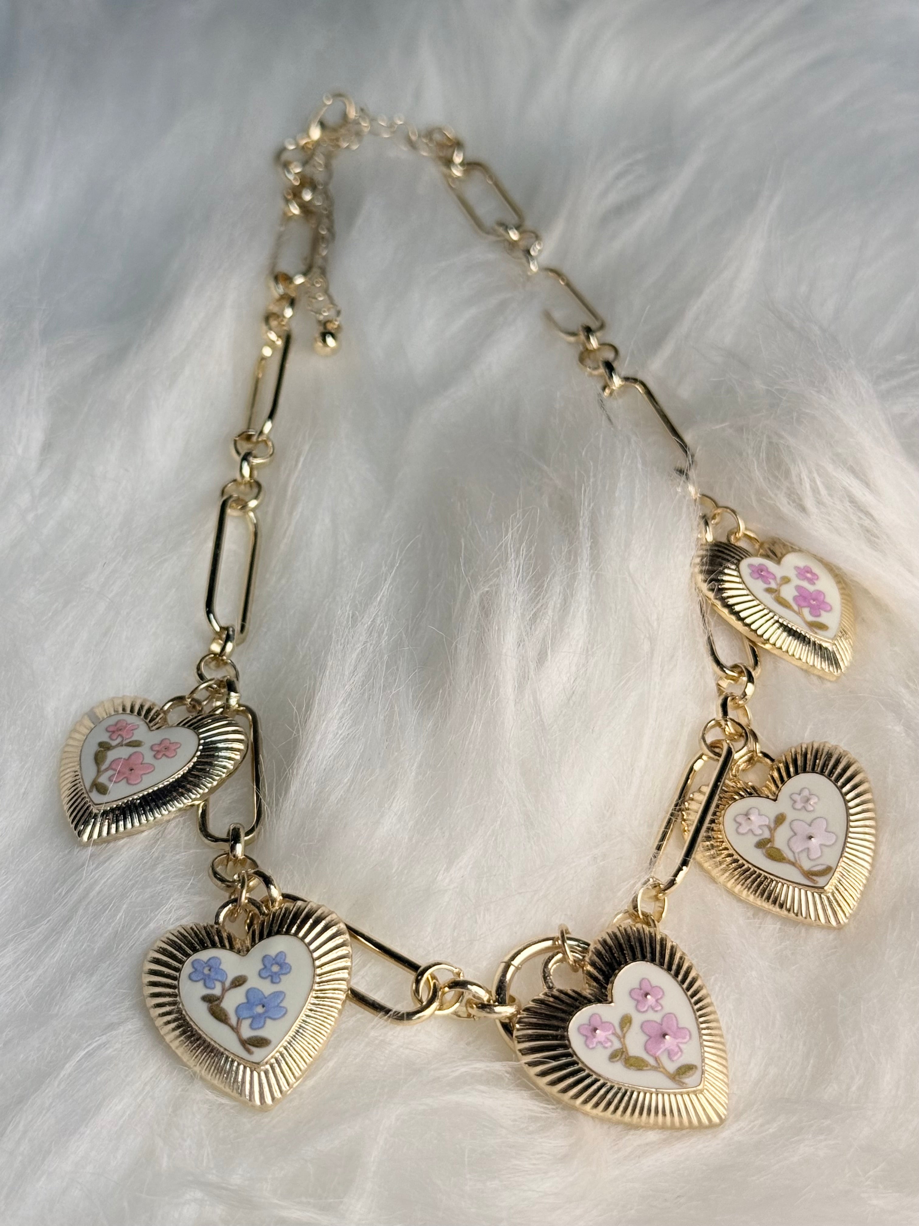 Blooming Hearts Charm Necklace