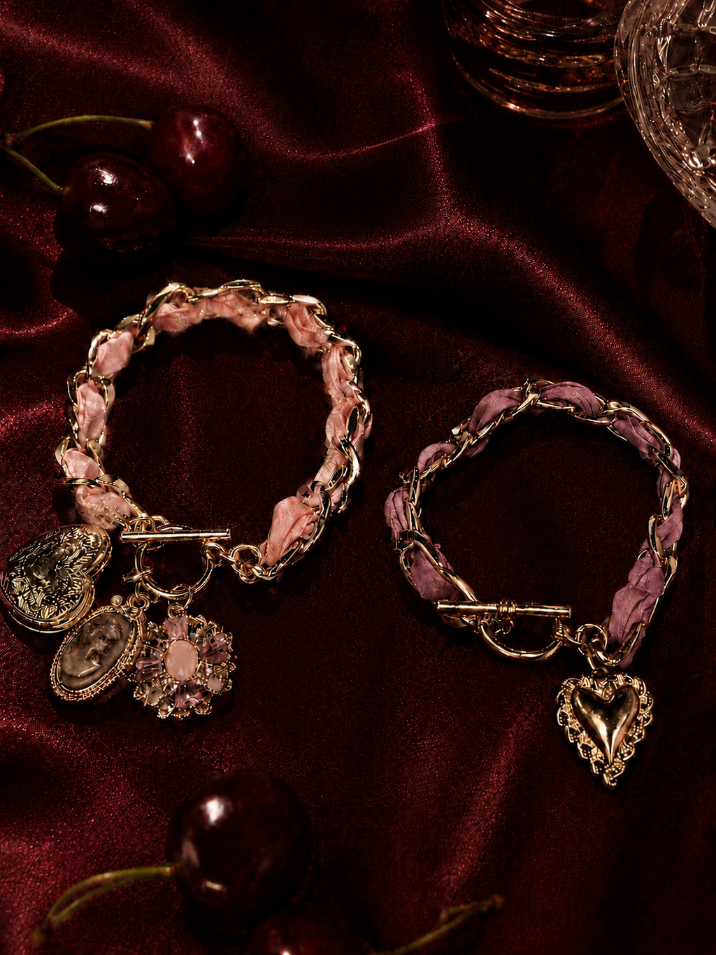 Ribbon Charm Bracelet | Pink or Purple